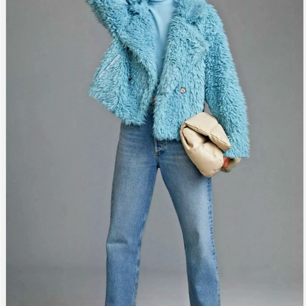 Women's Blue Faux Fur Jacket